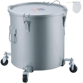 VEVOR Fryer Grease Bucket, 10 Gal Oil Disposal Caddy Stainless Steel Fryer Oil Bucket Rust-Proof Coating, Oil Transport Container with Lid, Lock Clips, Filter Bag for Hot Cooking Oil Filtering