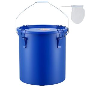 VEVOR Fryer Grease Bucket, 10 Gal Oil Disposal Caddy Stainless Steel Fryer Oil Bucket Rust-Proof Coating, Oil Transport Container with Lid, Lock Clips, Filter Bag for Hot Cooking Oil Filtering