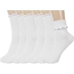 BomKinta Ruffle Socks Women - Turn-Cuff Frilly Sock - Lightweight Cotton Socks