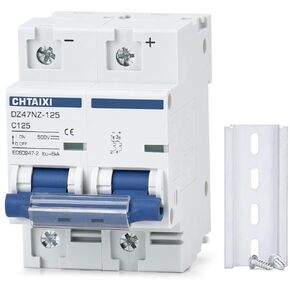 DC Miniature Circuit Breaker, 1 Pole 250V 125 Amp Isolator for Solar PV System, Thermal Magnetic Trip, DIN Rail Mount, High Current DC Disconnect Switch MCB 1P C125