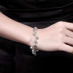 925 Sterling Silver Bells Chain Adjustable Bracelet for Women