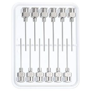PATIKIL 10Ga x 1 Inch Stainless Steel Dispensing Needle Tips, 12Pcs Metal Glue Needle Tube Blunt Tips Luer Lock for Thick Glue Ink Lab, Silver