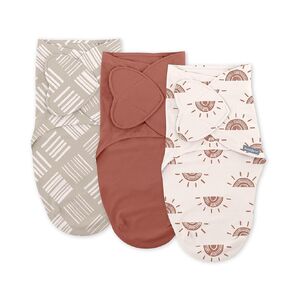 قماط مجموعة SwaddleMe Monogram من Ingenuity، عبوة من 3 قطع، للأعمار من 0 إلى 3 أشهر - Rising Sun