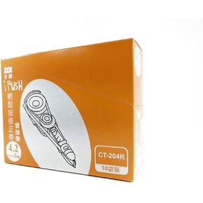 SDI i-PUSH Retractable Mechanism Correction Tape White Out Pen 4.2mm x 6m (CT-204R-10P) x10 Refills