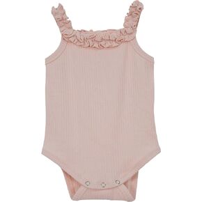 Baby Girl Quality Cotton Sleeveless Bodysuit Ruffle Shoulder Straps Onesie