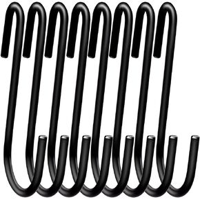 18 Pack ESFUN 4 inch Heavy Duty S Hooks Black Pan Pot Holder Rack Hooks S Shaped Hooks Hangers for Oval Ceiling Pot Rack Hanging Kitchenware Spoons Pans Pots Utensils Clothes Bags Towels Plants