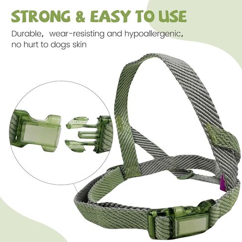 Quick Release Imitation Cotton Harness and Leash Set - Stylish Gray and Green Combination for Comfortable and Secure Dog Walks（Large） in Kuwait
