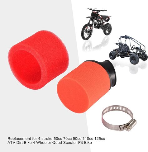 فلتر هواء GOOFIT منظف رغوي منحني 35 ملم لـ 4 أشواط 50cc 70cc 90cc 110cc 125cc ATV Quad Go Kart الدراجة الترابية باللون الأحمر in Saudi Arabia