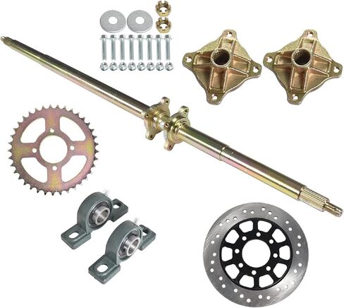 Go Kart 44 Rear Live Axle Assembly Kit Rear Axle Pillow Blocks Sprocket Brake Disc Wheel Hubs Replacement for Go Kart ATV Quad and Drift Trikes in Saudi Arabia