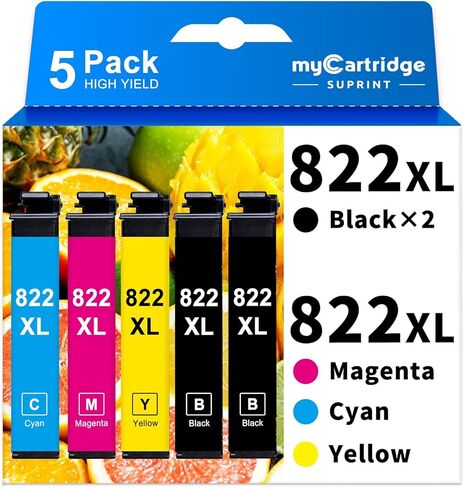 استبدال خراطيش الحبر المعاد تصنيعها 822XL لخراطيش الحبر Epson 822XL 822 822XL لطابعة Workforce Pro WF-3820 WF-4833 WF-4820 WF-4830 (2 أسود سماوي أرجواني أصفر) in Kuwait