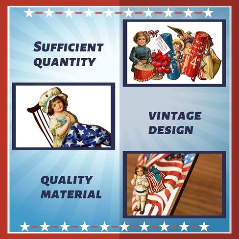 Panelee 24 Pcs Vintage 4th of July Ornaments for Tree Wooden Patriotic Ornaments Memorial Day Tree Decorations Red White Blue Hanging Ornament for Small Tree Independence Day Party Decor(Vintage) in Saudi Arabia
