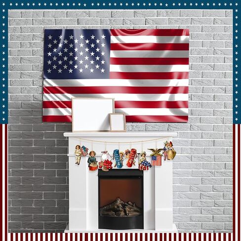 Panelee 24 Pcs Vintage 4th of July Ornaments for Tree Wooden Patriotic Ornaments Memorial Day Tree Decorations Red White Blue Hanging Ornament for Small Tree Independence Day Party Decor(Vintage) in Saudi Arabia