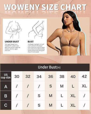 WOWENY Front Closure Bras for Women No Underwire Low Cut Deep V Padded Bralette Seamless Comfy Bras with Support in Saudi Arabia
