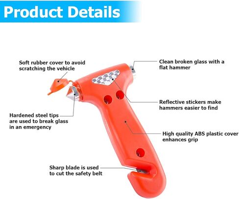 AICEL Car Safety Hammer, 2PCS Window Glass Breaker and Seat Belt Cutter, 3-in-1 Multifunctional Emergency Escape Tool, Car Accessories Emergency Escape Hammer Gifts for Family Women Children in Saudi Arabia