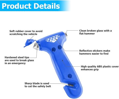 AICEL Car Safety Hammer, 2PCS Window Glass Breaker and Seat Belt Cutter, 3-in-1 Multifunctional Emergency Escape Tool, Car Accessories Emergency Escape Hammer Gifts for Family Women Children in Saudi Arabia