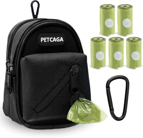 Dog Poop Bag Holder for Leash Attachment with Metal Carabiner Clip, Waste Bag Dispenser with Durable Zipper Waste Bag Holder for Walking Hiking Running Travel, Includes 75 Pcs Dog Poop Bags in Saudi Arabia