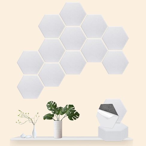 JYTMUS Acoustic Panels 12 Pack Acoustic Foam Panels Self Adhesive 12''X10''X0.4'' High Density Decorative Acoustic Foam Panels - Black Hexagon in Saudi Arabia