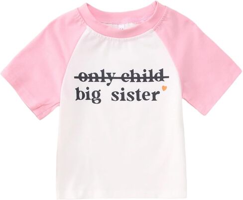 IZYJOY Big Sister Shirt Toddler Baby Girl Only Child Promoted to Big Sister Announcement Tshirt Sibling Reveal Tee Outfit in Saudi Arabia