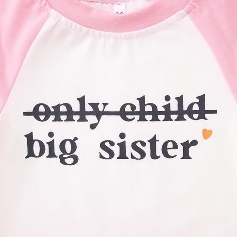 IZYJOY Big Sister Shirt Toddler Baby Girl Only Child Promoted to Big Sister Announcement Tshirt Sibling Reveal Tee Outfit in Saudi Arabia