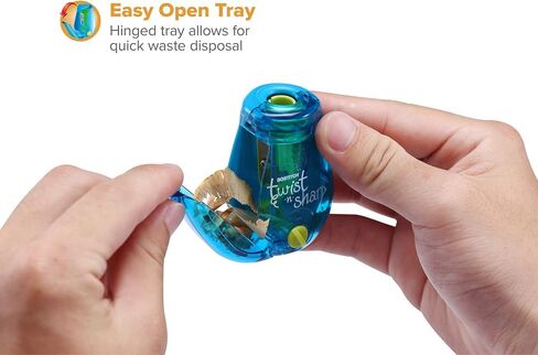 Bostitch Office Pencil Sharpener Twist-N-Sharp Colored Manual Small Pencil Sharpeners Hand Held, 3 Pack, Covered, Lime Green, Blue and Red Color Portable Handheld Sharpeners with Cover, PS1-ADJ-X3 in Saudi Arabia