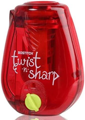 Bostitch Office Pencil Sharpener Twist-N-Sharp Colored Manual Small Pencil Sharpeners Hand Held, 3 Pack, Covered, Lime Green, Blue and Red Color Portable Handheld Sharpeners with Cover, PS1-ADJ-X3 in Saudi Arabia
