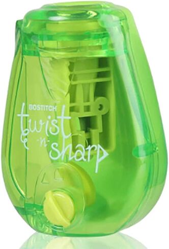 Bostitch Office Pencil Sharpener Twist-N-Sharp Colored Manual Small Pencil Sharpeners Hand Held, 3 Pack, Covered, Lime Green, Blue and Red Color Portable Handheld Sharpeners with Cover, PS1-ADJ-X3 in Saudi Arabia