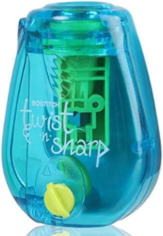 Bostitch Office Pencil Sharpener Twist-N-Sharp Colored Manual Small Pencil Sharpeners Hand Held, 3 Pack, Covered, Lime Green, Blue and Red Color Portable Handheld Sharpeners with Cover, PS1-ADJ-X3 in Saudi Arabia