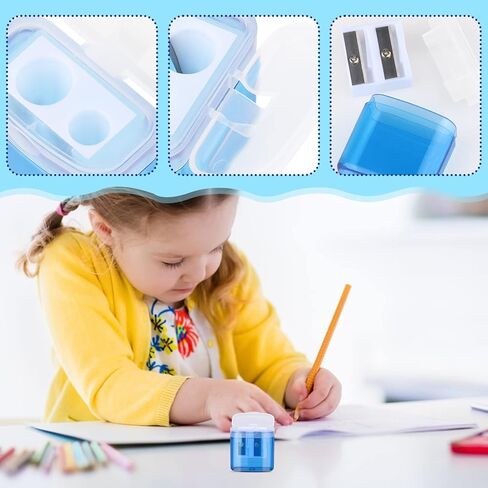 48 قطعة من مبراة الأقلام اليدوية ذات الفتحات المزدوجة مع غطاء، مبراة أقلام ملونة للأطفال والكبار، مبراة أقلام محمولة للسفر والمكتب المدرسي in Kuwait