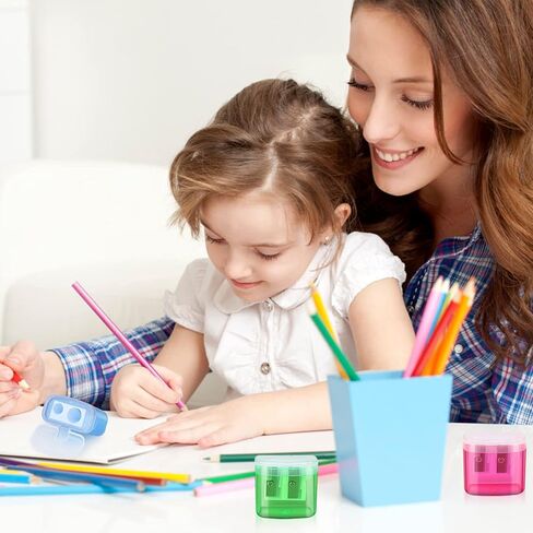 48 قطعة من مبراة الأقلام اليدوية ذات الفتحات المزدوجة مع غطاء، مبراة أقلام ملونة للأطفال والكبار، مبراة أقلام محمولة للسفر والمكتب المدرسي in Kuwait