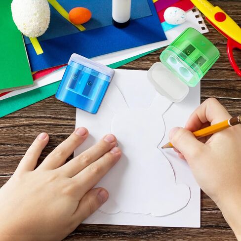 48 قطعة من مبراة الأقلام اليدوية ذات الفتحات المزدوجة مع غطاء، مبراة أقلام ملونة للأطفال والكبار، مبراة أقلام محمولة للسفر والمكتب المدرسي in Kuwait