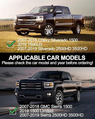 Running Boards Compatible with 2007-2018 Chevy Silverado/GMC Sierra 1500 Crew Cab,Aluminum Running Boards for 2007-2019 Silverado/Sierra 2500HD 3500HD Crew Cab Side Step Nerf Bars in Saudi Arabia