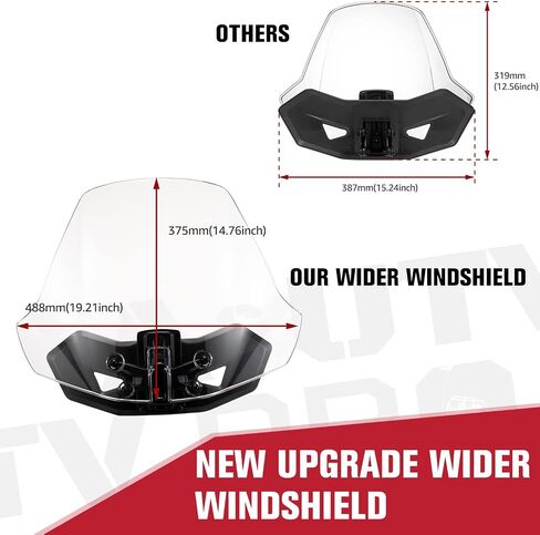 Ryker Adventure Wider Windshield, A & UTV PRO New Upgrade XXL Adjustable Vented Translucent Clear Hard Coated Windscreen Wind Deflector for Can Am Ryker All Models Accessories, Replace OEM #219401032 in Saudi Arabia