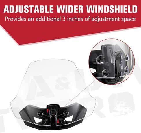 Ryker Adventure Wider Windshield, A & UTV PRO New Upgrade XXL Adjustable Vented Translucent Clear Hard Coated Windscreen Wind Deflector for Can Am Ryker All Models Accessories, Replace OEM #219401032 in Saudi Arabia