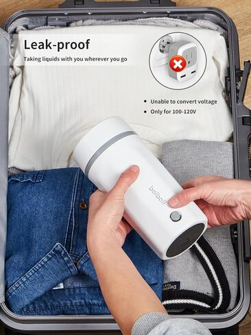 balbali 17oz Travel Kettle Portable Electric Kettle - Mini Hot Water Boiler/Maker/Heater/Warmer for Tea - Small Electric Thermos Heated Travel Mug - Portable Kettle for Travel - White in Kuwait