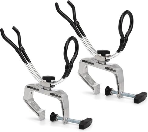 Bekith 2 حزمة حامل قضبان الصيد، حامل قضبان صيد القوارب مع فتحة مشبك كبيرة 360 درجة قابلة للتعديل، رفوف قضبان الصيد من سبائك الألومنيوم لقوارب الكاياك in Kuwait