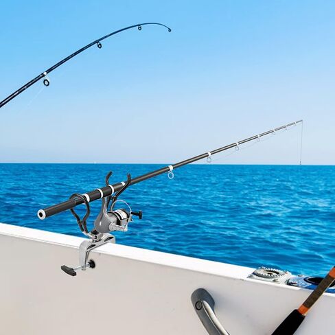 Bekith 2 حزمة حامل قضبان الصيد، حامل قضبان صيد القوارب مع فتحة مشبك كبيرة 360 درجة قابلة للتعديل، رفوف قضبان الصيد من سبائك الألومنيوم لقوارب الكاياك in Kuwait