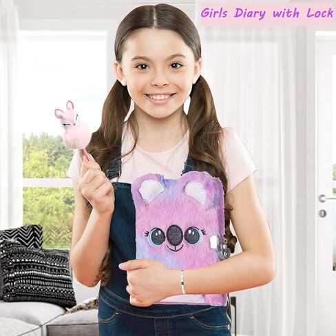 WIEWUSCH Girls Diary with Lock,Journal for Kids with Bookmarks Sticky Notes Pom Pom Pen Notebook for Writing and Drawing 160 Lined Pages Diary for Girls ages 6-8 in Saudi Arabia