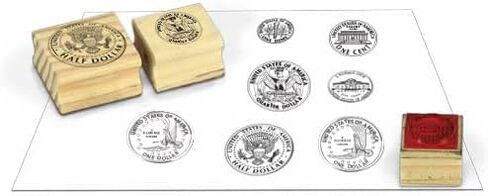 EAI Education Wooden Coin Stamps - Tails: Set of 6 in Kuwait