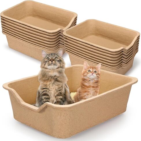 Hushee 15 Pack Extra Large Disposable Cat Litter Box 22.4 x 17.9 x 6.9'' Paper Cat Litter Tray Pet Litter Pan Jumbo Disposable for Cats Rabbits Sturdy Portable Litter Liners Box Indoor Outdoor Travel in Saudi Arabia
