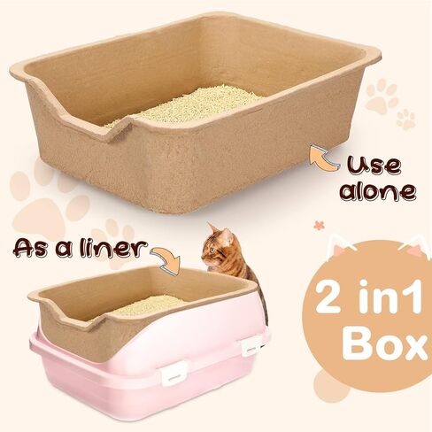Hushee 15 Pack Extra Large Disposable Cat Litter Box 22.4 x 17.9 x 6.9'' Paper Cat Litter Tray Pet Litter Pan Jumbo Disposable for Cats Rabbits Sturdy Portable Litter Liners Box Indoor Outdoor Travel in Saudi Arabia