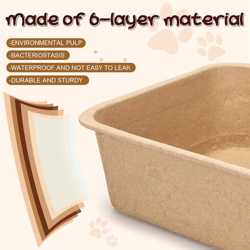 Hushee 15 Pack Extra Large Disposable Cat Litter Box 22.4 x 17.9 x 6.9'' Paper Cat Litter Tray Pet Litter Pan Jumbo Disposable for Cats Rabbits Sturdy Portable Litter Liners Box Indoor Outdoor Travel in Saudi Arabia