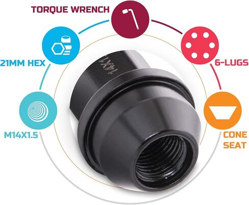 Lichamp 24pcs OEM Lug Nuts 14x1.5 Black Original Factory Cone Seat Style M14x1.5 Lugnuts Compatible with 2015-2021 Ford F150 Expedition Lincoln Navigator Wheel Tire Accessories in Saudi Arabia