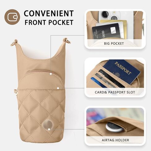 Water Bottle Carrier Bag with Phone Pocket for Stanley 25 & 32 oz, Insulated Water Bottle Holder Pouch with Airtag Passport Pocket Card Slot, Used for Stanley Cup Accessories and travel in Saudi Arabia