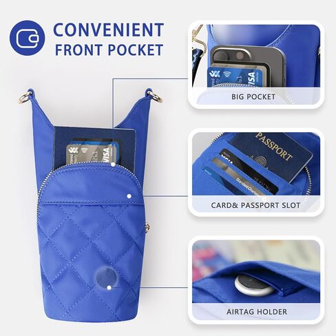 Water Bottle Carrier Bag with Phone Pocket for Stanley 25 & 32 oz, Insulated Water Bottle Holder Pouch with Airtag Passport Pocket Card Slot, Used for Stanley Cup Accessories and travel in Saudi Arabia