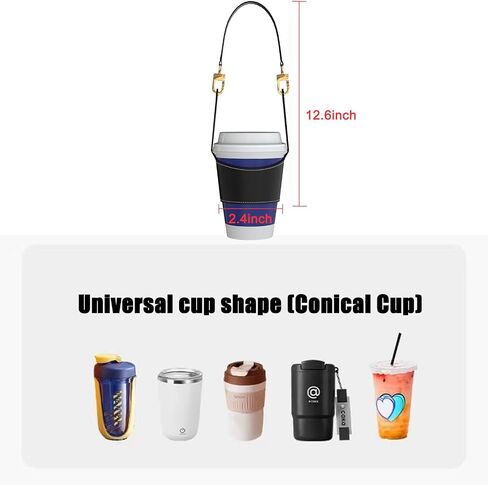 1PCS Portable Beverage Cup Holder Bag with Leather and Plush Material Options - Hands-Free Water Bottle Accessory and Drink Carrier (Brown Plush) in Saudi Arabia
