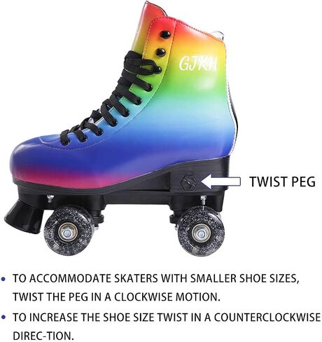Roller Skates for Girls and Boys 4 Size Adjustable Quad Skates Light up Roller Skates for Kid PU Leather High-top Roller Skates for Beginner Indoor Outdoor in Saudi Arabia