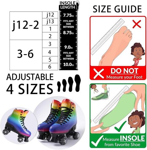 Roller Skates for Girls and Boys 4 Size Adjustable Quad Skates Light up Roller Skates for Kid PU Leather High-top Roller Skates for Beginner Indoor Outdoor in Saudi Arabia