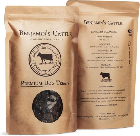 Benjamin's Cattle Single Ingredient - Organic Grass FED & Finished Beef Liver Dog Treats - Hand Made Artisan Dog Treats - Healty Dog Chews - Treats for Dogs Made in USA - Beef Jerky Dog Treat – 5oz in Saudi Arabia