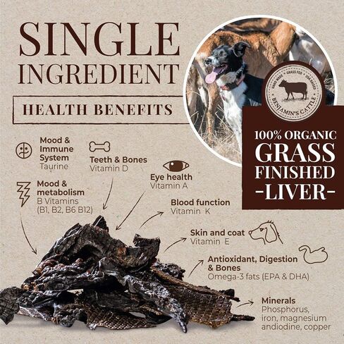 Benjamin's Cattle Single Ingredient - Organic Grass FED & Finished Beef Liver Dog Treats - Hand Made Artisan Dog Treats - Healty Dog Chews - Treats for Dogs Made in USA - Beef Jerky Dog Treat – 5oz in Saudi Arabia