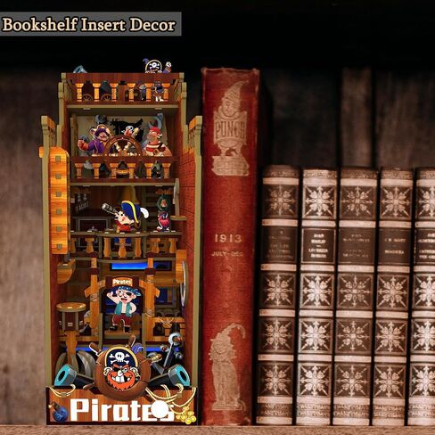 TuKIIE DIY Book Nook Miniature Kit, Booknook Dollhouse Bookshelf Insert with Brightness Adjustable LED Light, Wooden Decorative Bookend Stand Model Kits for Kids Teens Adults(Scholar's Dream) in Saudi Arabia